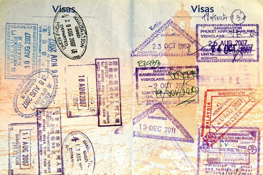 Passport with stamps
