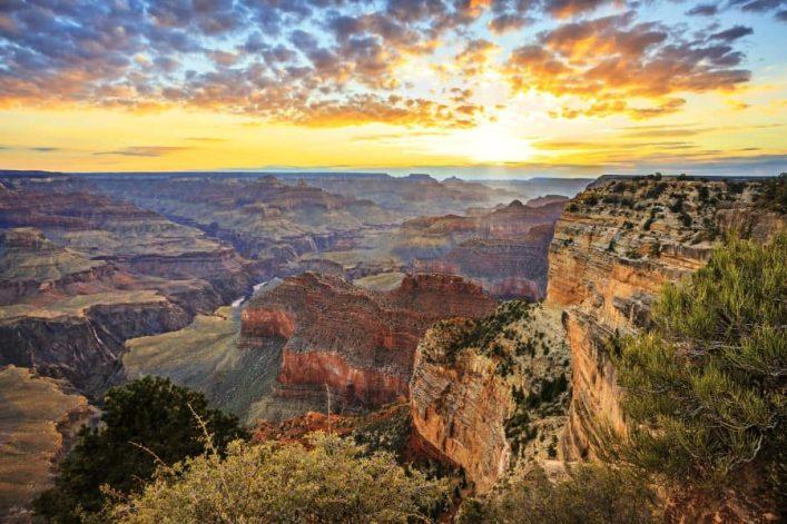 The views at the Grand Canyon are unique. The rocks change colors depending on the conditions. The picture was taken at sunset.
