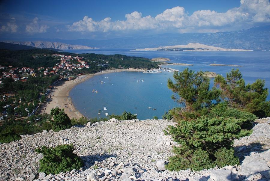 View of Rajska Beach on Rab