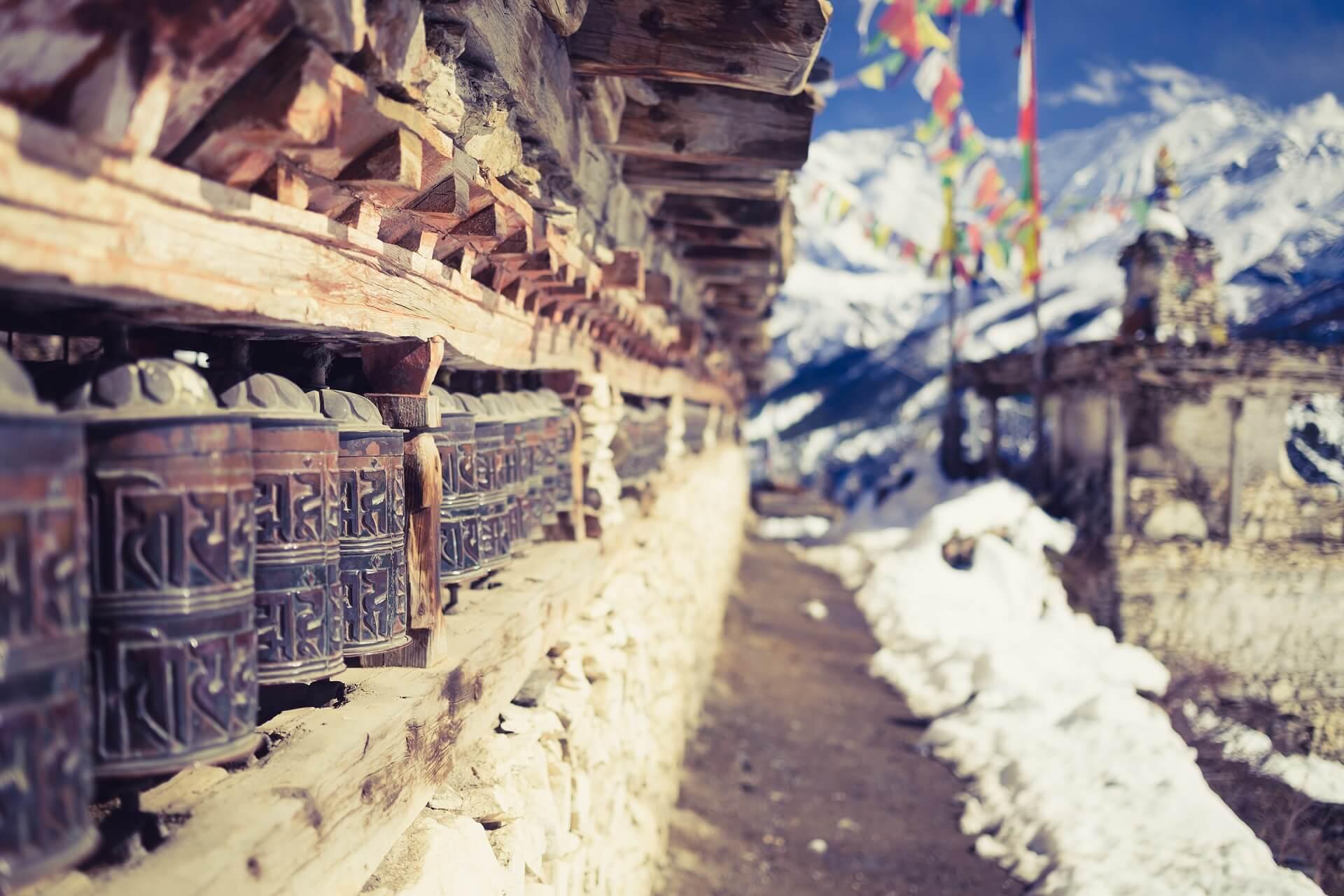 Prayer wheels in Nepal.