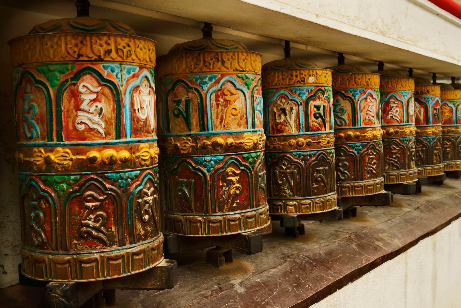 Prayer wheels in Nepal.