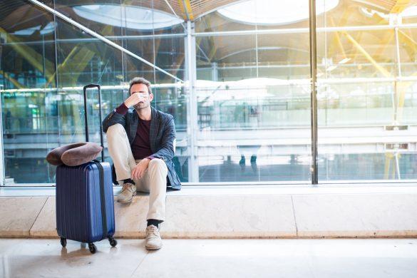 Tired man at the airport