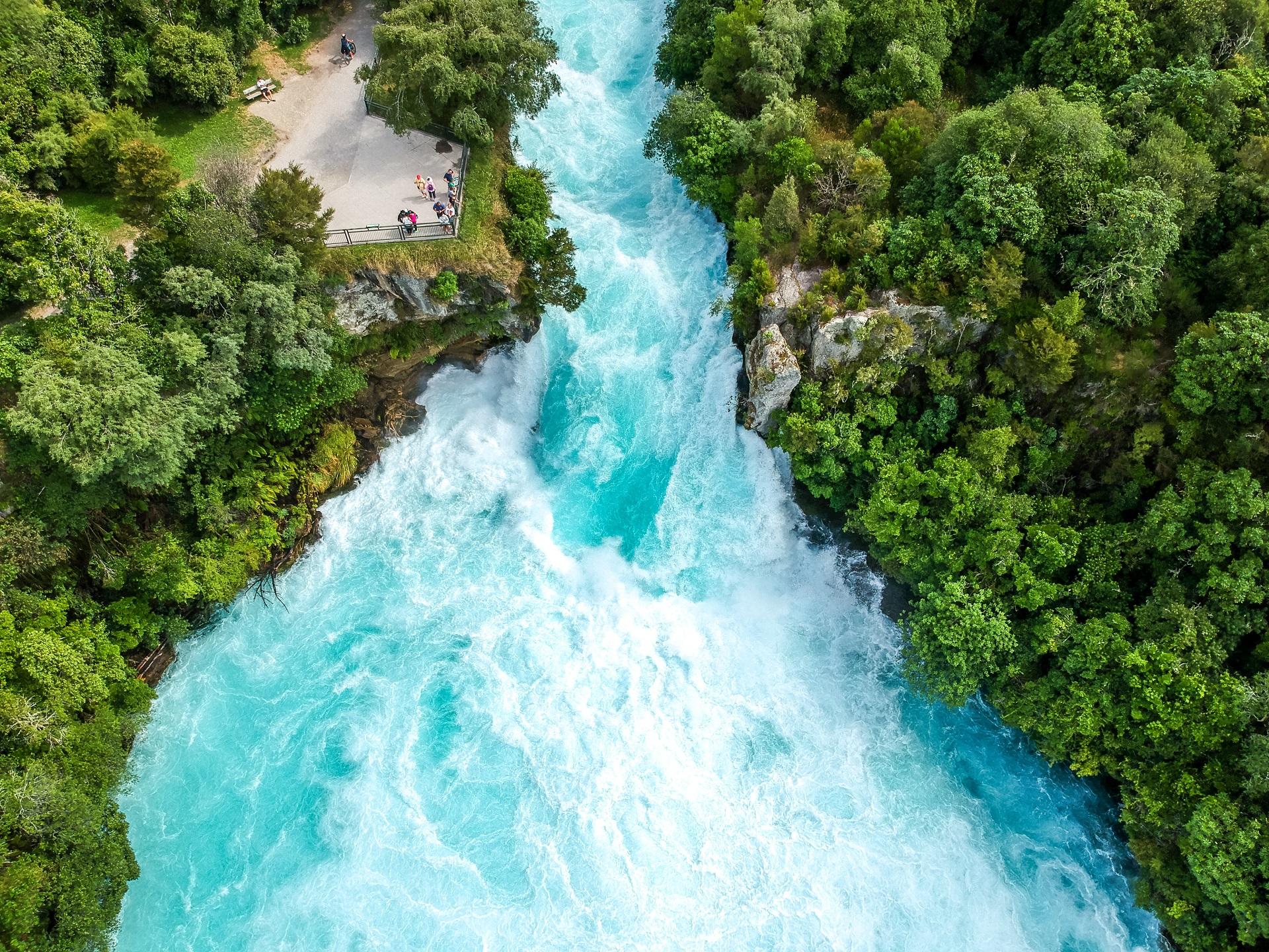 Huka Falls in New Zealand is one of the most beautiful waterfalls in the world