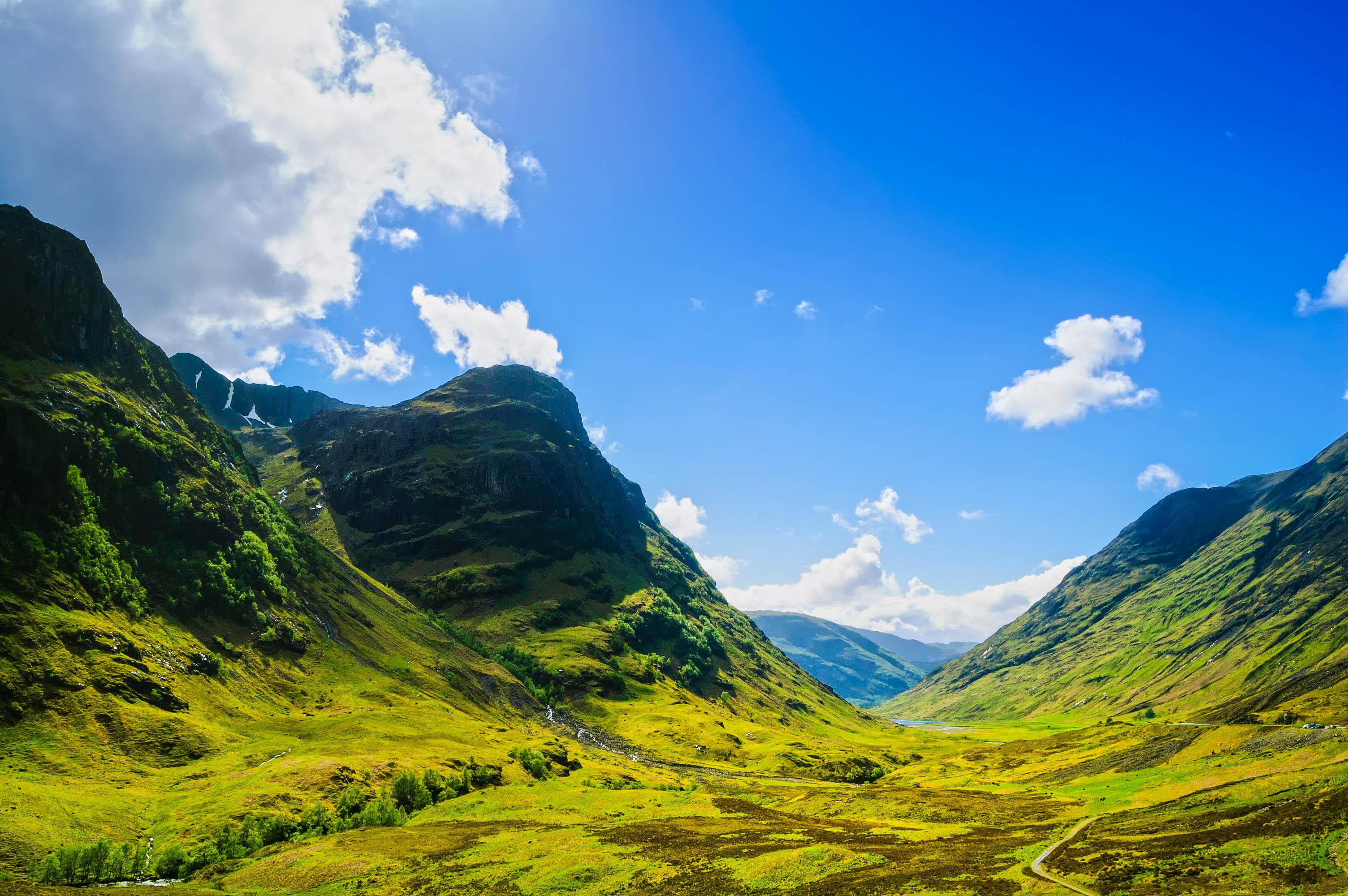 Glencoe or Glen Coe mountains in Lochaber, Scottish Highlands