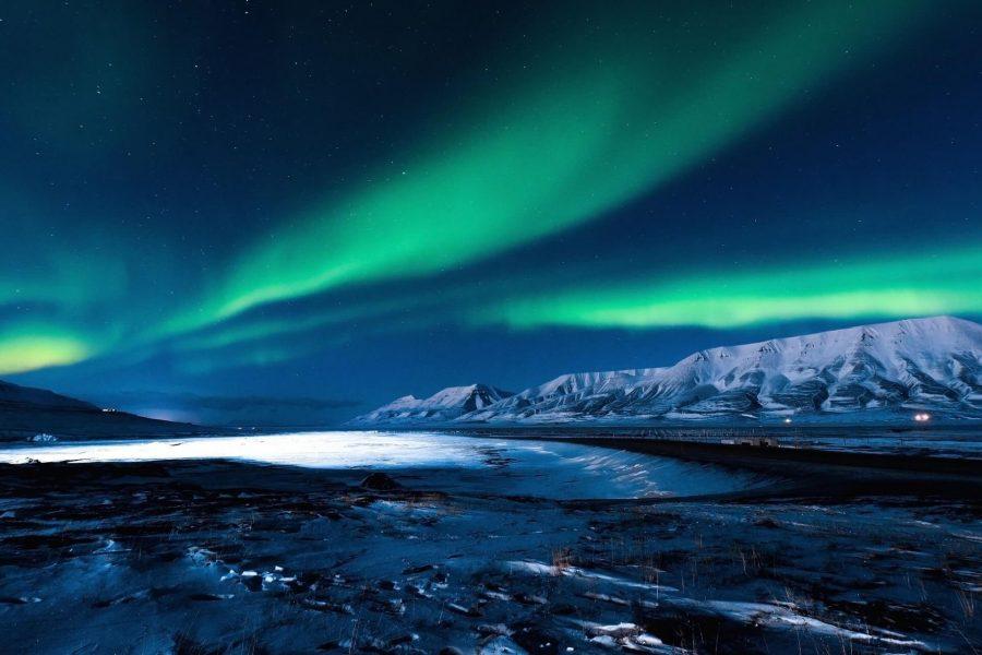 Northern lights in Svalbard, Norway.