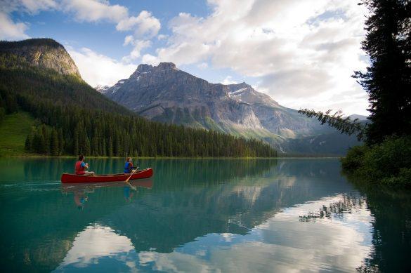 Canoeing on Emerald Lake in Yoho National Park