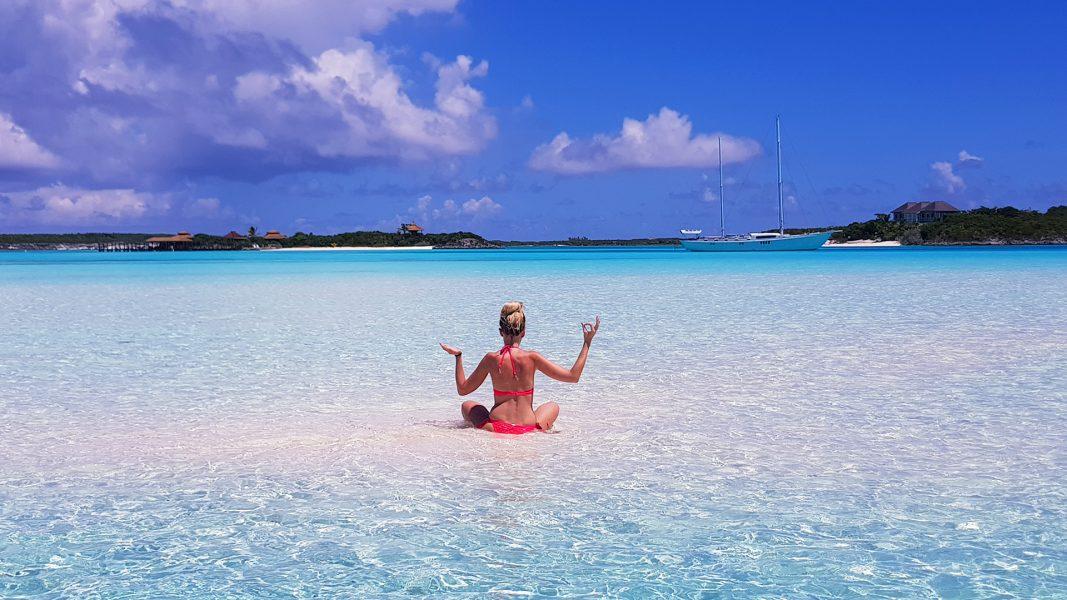Guru Pose at the Sands Bar in the Exumas