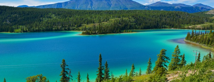 The Klondike Highway and Emerald Lake, Yukon, Canada