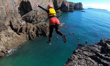Geronimo! Coasteering near Tenby.