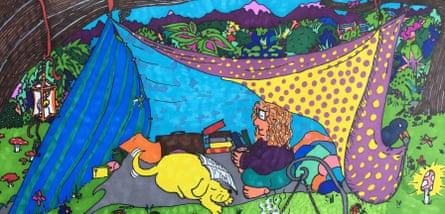 Cath Murphy’s illustration of her back garden camping adventure