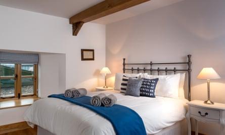 A double bedded room at Weavers Cottage, near Crickhowell, Powys, Wales