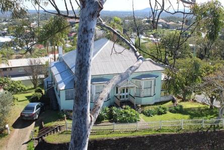 An old Queenslander seen from the water tank lookout on Denmark Hill