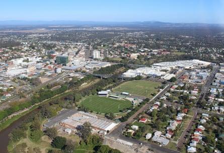 Central Ipswich from a helicopter