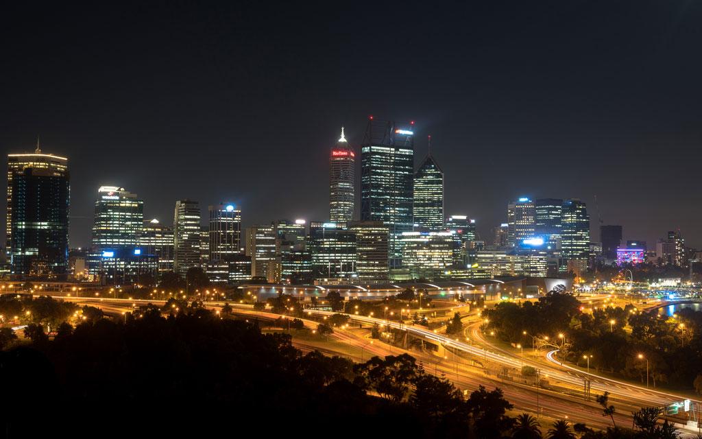 Perth bei Nacht Skyline