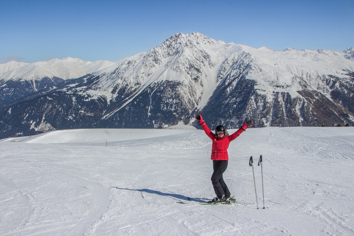 Winter in Trentino, Dolomites, Italy, Skiing