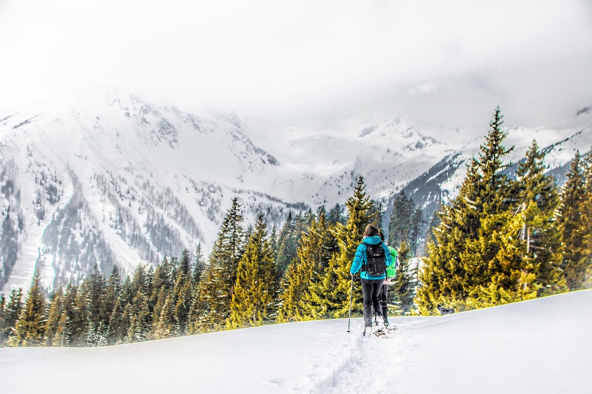 Winter in Trentino, Dolomites, Italy, Snowshoeing